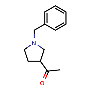 Chemical structure of 1-(1-benzylpyrrolidin-3-yl)ethan-1-one , CAS 87088-73-1, AChemBlock S73634