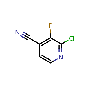 Chemical structure of 2-chloro-3-fluoropyridine-4-carbonitrile , CAS 870065-56-8, AChemBlock S73638