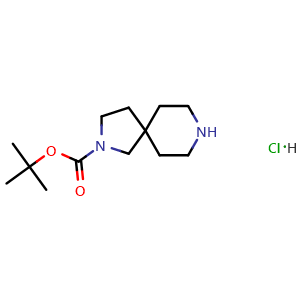 Chemical structure of tert-butyl 2,8-diazaspiro[4.5]decane-2-carboxylate hydrochloride , CAS 869976-20-5, AChemBlock S73641