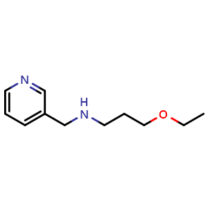 Chemical structure of (3-ethoxypropyl)[(pyridin-3-yl)methyl]amine , CAS 869942-80-3, AChemBlock S73645