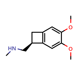 Chemical structure of {[(7S)-3,4-dimethoxybicyclo[4.2.0]octa-1(6),2,4-trien-7-yl]methyl}(methyl)amine , CAS 866783-12-2, AChemBlock S73665