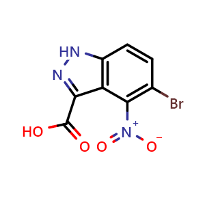 Chemical structure of 5-bromo-4-nitro-1H-indazole-3-carboxylic acid , CAS 865886-79-9, AChemBlock S73671
