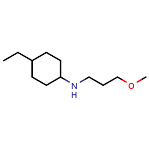 Chemical structure of 4-ethyl-N-(3-methoxypropyl)cyclohexan-1-amine , CAS 864414-12-0, AChemBlock S73690