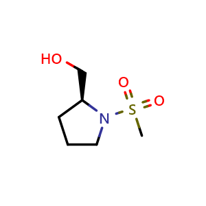 Chemical structure of [(2S)-1-methanesulfonylpyrrolidin-2-yl]methanol , CAS 864358-41-8, AChemBlock S73691