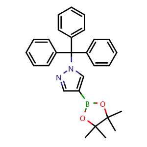 Chemical structure of 4-(4,4,5,5-tetramethyl-1,3,2-dioxaborolan-2-yl)-1-trityl-pyrazole , CAS 863238-73-7, AChemBlock S73710