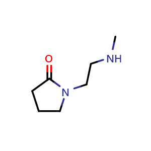Chemical structure of 1-[2-(methylamino)ethyl]pyrrolidin-2-one , CAS 86273-80-5, AChemBlock S73711