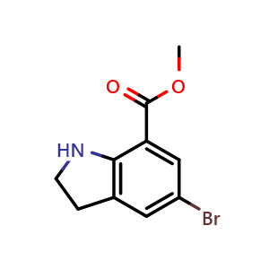 Chemical structure of methyl 5-bromo-2,3-dihydro-1H-indole-7-carboxylate , CAS 860624-88-0, AChemBlock S73722