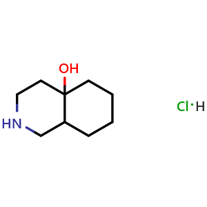 Chemical structure of decahydroisoquinolin-4a-ol hydrochloride , CAS 860371-35-3, AChemBlock S73724