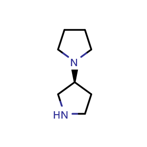 Chemical structure of (3S)-3-(pyrrolidin-1-yl)pyrrolidine , CAS 859282-12-5, AChemBlock S73735