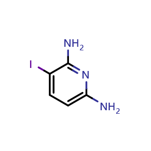 Chemical structure of 3-iodopyridine-2,6-diamine , CAS 856851-34-8, AChemBlock S73755