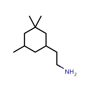 Chemical structure of 2-(3,3,5-trimethylcyclohexyl)ethan-1-amine , CAS 855603-95-1, AChemBlock S73770