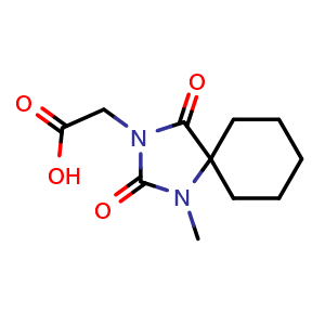 Chemical structure of 2-{1-methyl-2,4-dioxo-1,3-diazaspiro[4.5]decan-3-yl}acetic acid , CAS 852400-33-0, AChemBlock S73782