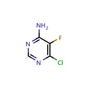 Chemical structure of 6-chloro-5-fluoropyrimidin-4-amine , CAS 851984-15-1, AChemBlock S73790