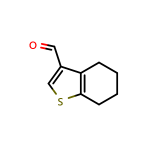 Chemical structure of 4,5,6,7-tetrahydro-1-benzothiophene-3-carbaldehyde , CAS 851634-60-1, AChemBlock S73799