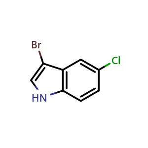 Chemical structure of 3-bromo-5-chloro-1H-indole , CAS 85092-82-6, AChemBlock S73810