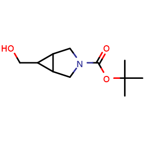 Chemical structure of tert-butyl 6-(hydroxymethyl)-3-azabicyclo[3.1.0]hexane-3-carboxylate , CAS 850808-43-4, AChemBlock S73813