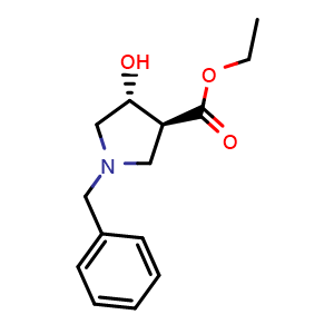 Chemical structure of ethyl (3S,4R)-rel-1-benzyl-4-hydroxypyrrolidine-3-carboxylate , CAS 849935-75-7, AChemBlock S73824