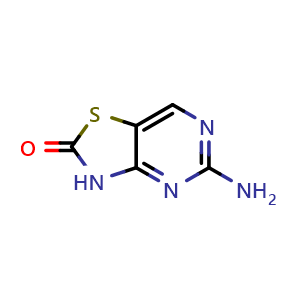 Chemical structure of 5-amino-2H,3H-[1,3]thiazolo[4,5-d]pyrimidin-2-one , CAS 848691-22-5, AChemBlock S73837