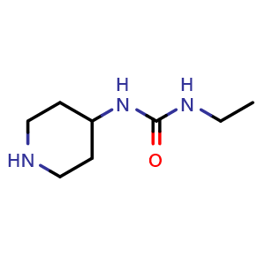 Chemical structure of 3-ethyl-1-(piperidin-4-yl)urea , CAS 845775-44-2, AChemBlock S73871