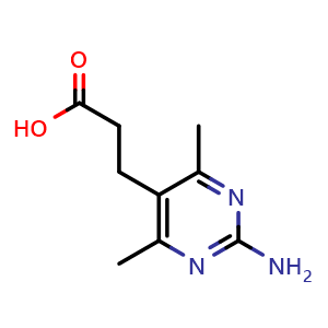 Chemical structure of 3-(2-amino-4,6-dimethylpyrimidin-5-yl)propanoic acid , CAS 842973-02-8, AChemBlock S73889