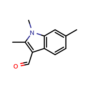 Chemical structure of 1,2,6-trimethyl-1H-indole-3-carbaldehyde , CAS 842971-69-1, AChemBlock S73890