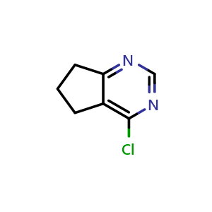 Chemical structure of 4-chloro-5H,6H,7H-cyclopenta[d]pyrimidine , CAS 83942-13-6, AChemBlock S73900