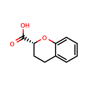 Chemical structure of (2R)-3,4-dihydro-2H-1-benzopyran-2-carboxylic acid , CAS 83780-47-6, AChemBlock S73904