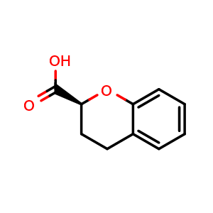 Chemical structure of (2S)-3,4-dihydro-2H-1-benzopyran-2-carboxylic acid , CAS 83780-46-5, AChemBlock S73905