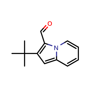 Chemical structure of 2-tert-butylindolizine-3-carbaldehyde , CAS 83164-31-2, AChemBlock S73935