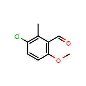 Chemical structure of 3-chloro-6-methoxy-2-methyl-benzaldehyde , CAS 82128-14-1, AChemBlock S73958