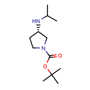 Chemical structure of tert-butyl (3S)-3-[(propan-2-yl)amino]pyrrolidine-1-carboxylate , CAS 820969-25-3, AChemBlock S73959