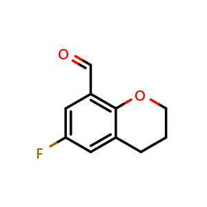 Chemical structure of 6-fluoro-3,4-dihydro-2H-1-benzopyran-8-carbaldehyde , CAS 82060-91-1, AChemBlock S73962