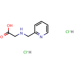 Chemical structure of 2-{[(pyridin-2-yl)methyl]amino}acetic acid dihydrochloride , CAS 820220-92-6, AChemBlock S73963