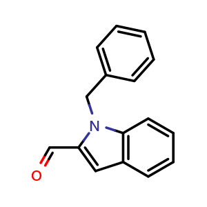 Chemical structure of 1-benzyl-1H-indole-2-carbaldehyde , CAS 81787-94-2, AChemBlock S73968