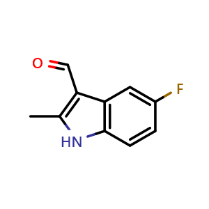 Chemical structure of 5-fluoro-2-methyl-1H-indole-3-carbaldehyde , CAS 815586-68-6, AChemBlock S73974