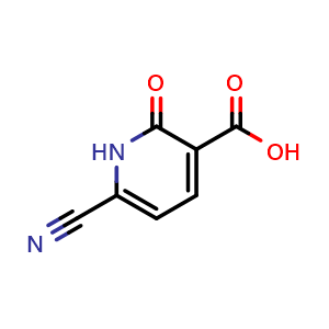 Chemical structure of 6-cyano-2-oxo-1H-pyridine-3-carboxylic acid , CAS 81450-71-7, AChemBlock S73978