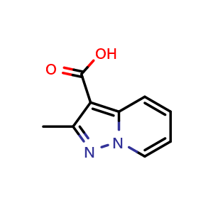 Chemical structure of 2-methylpyrazolo[1,5-a]pyridine-3-carboxylic acid , CAS 80537-08-2, AChemBlock S74003