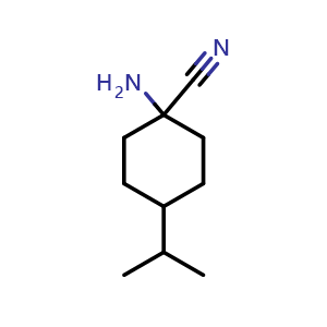 Chemical structure of 1-amino-4-(propan-2-yl)cyclohexane-1-carbonitrile , CAS 804433-45-2, AChemBlock S74011