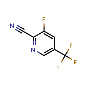 Chemical structure of 3-fluoro-5-(trifluoromethyl)pyridine-2-carbonitrile , CAS 80194-71-4, AChemBlock S74018