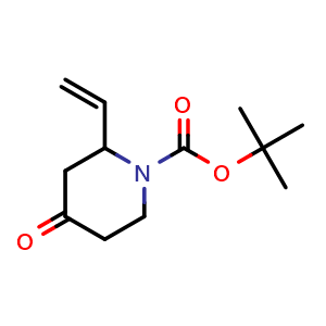 Chemical structure of tert-butyl 4-oxo-2-vinyl-piperidine-1-carboxylate , CAS 796112-47-5, AChemBlock S74035