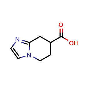 Chemical structure of 5H,6H,7H,8H-imidazo[1,2-a]pyridine-7-carboxylic acid , CAS 793646-50-1, AChemBlock S74046