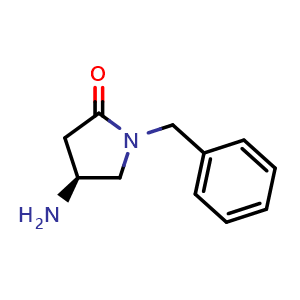 Chemical structure of (4S)-4-amino-1-benzylpyrrolidin-2-one , CAS 791568-49-5, AChemBlock S74054