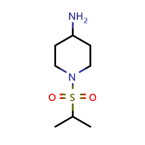 Chemical structure of 1-(propane-2-sulfonyl)piperidin-4-amine , CAS 783300-21-0, AChemBlock S74084