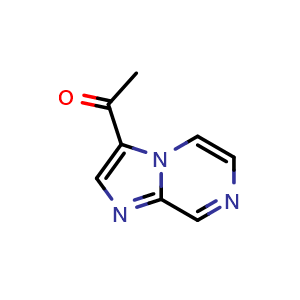 Chemical structure of 1-{imidazo[1,2-a]pyrazin-3-yl}ethan-1-one , CAS 78109-26-9, AChemBlock S74093