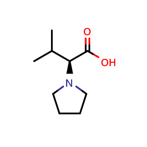 Chemical structure of (2S)-3-methyl-2-(pyrrolidin-1-yl)butanoic acid , CAS 777839-82-4, AChemBlock S74112