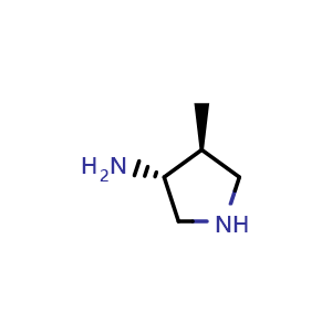Chemical structure of (3R,4S)-4-methylpyrrolidin-3-amine , CAS 777824-43-8, AChemBlock S74113