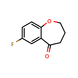 Chemical structure of 7-fluoro-2,3,4,5-tetrahydro-1-benzoxepin-5-one , CAS 774-20-9, AChemBlock S74131