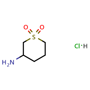 Chemical structure of 1,1-dioxothian-3-amine hydrochloride , CAS 76943-07-2, AChemBlock S74155