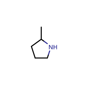 Chemical structure of 2-methylpyrrolidine , CAS 765-38-8, AChemBlock S74167