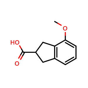 Chemical structure of 4-methoxy-2,3-dihydro-1H-indene-2-carboxylic acid , CAS 76413-91-7, AChemBlock S74182